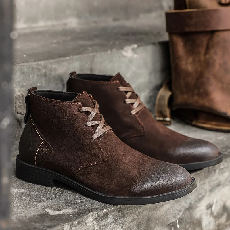 Leatherwork Tools - New Cow Suede Ankle Boots Handmade