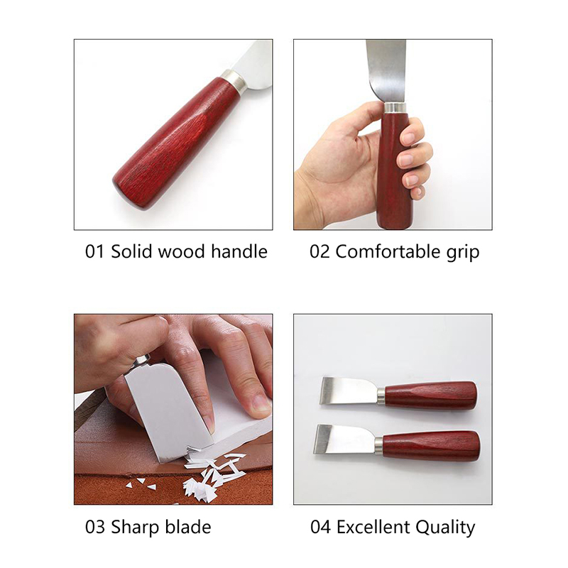 Leatherwork Knife - Wooden Handle DIY Leathercraft Tool Stainless