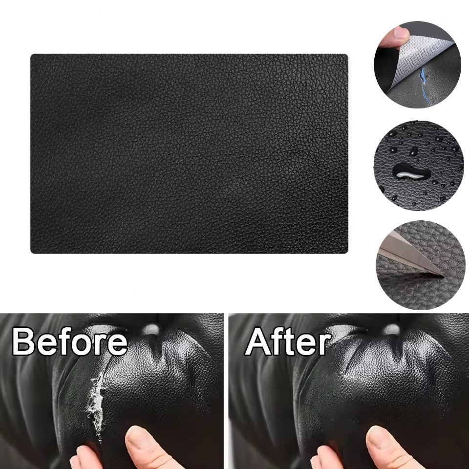 Leatherwork Desk - Self-Adhesive Leather Repair Patch Sofa Black