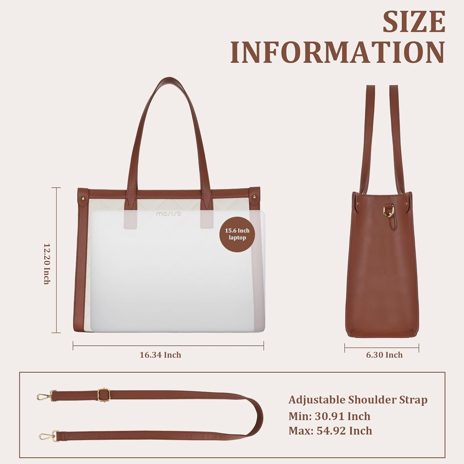 Leather Work Bag Laptop - Waterproof Laptop Bag for Women 15.6