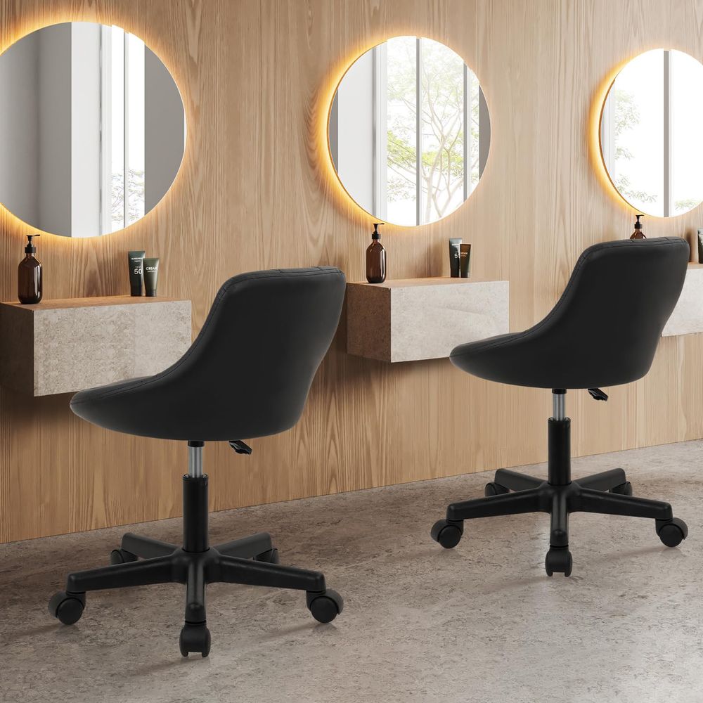 Low Back Rolling Stool PU Leat - Leatherwork Desk recension och pris