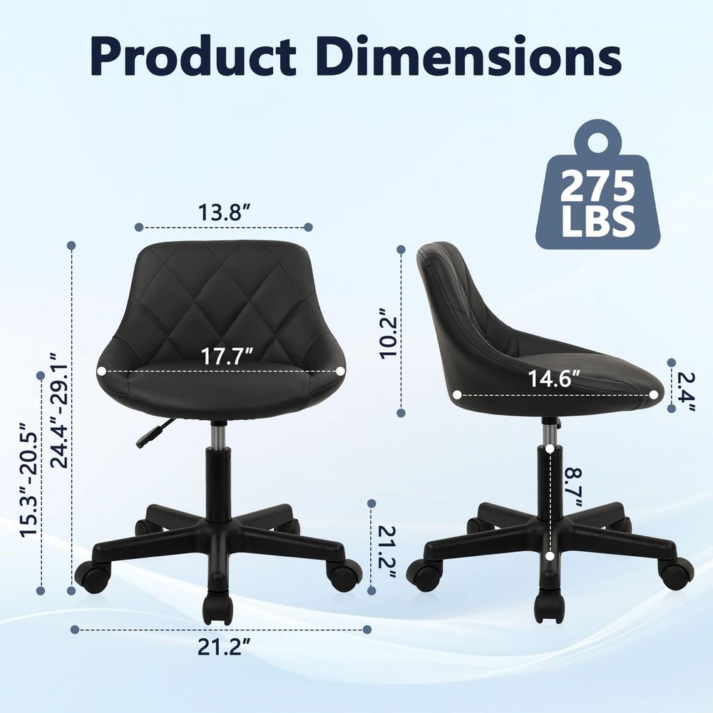 Low Back Rolling Stool PU Leat - Leatherwork Desk recension och pris