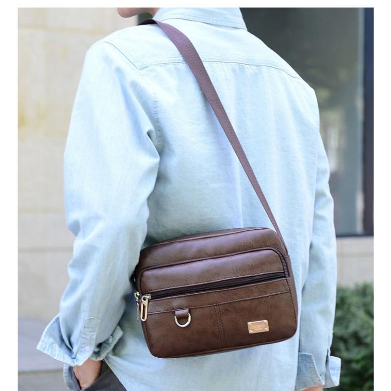 Leather Men's Sling Bag Messen - Leather Work Bag Laptop recension och pris