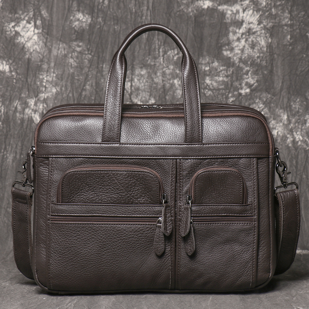 Men's Genuine Leather Briefcas - Leather Work Bag Laptop recension och pris