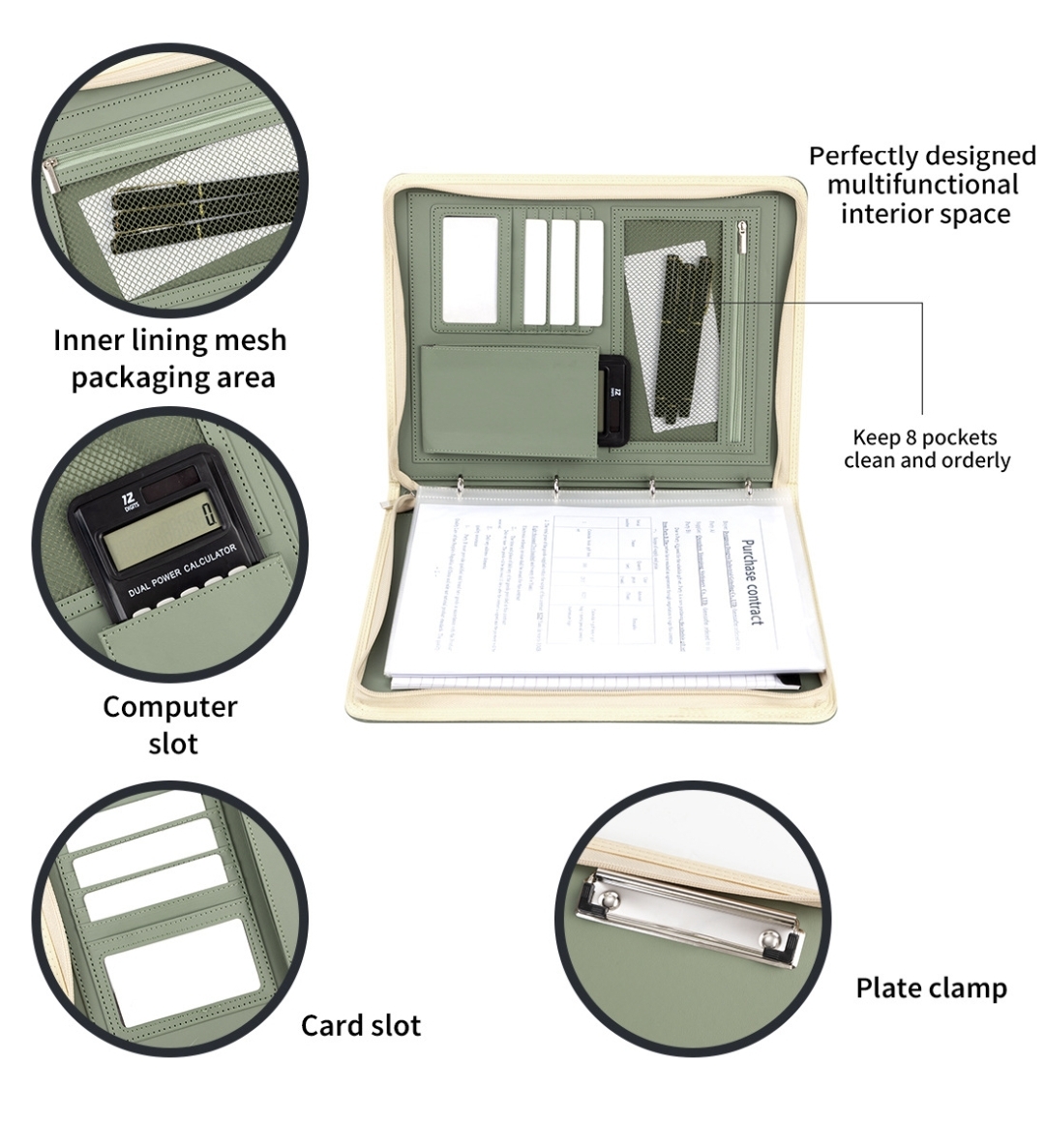 New A4 Zippered Padfolio Folde - Leather Work Folder recension och pris