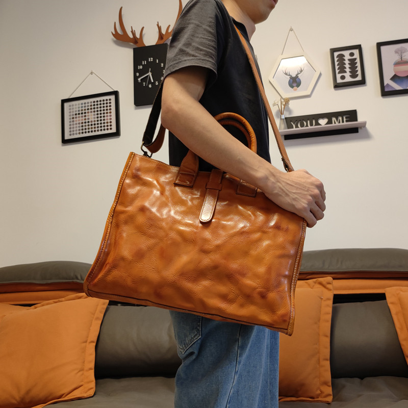 Simple Vintage Genuine Leather - Leather Work Bag Laptop recension och pris