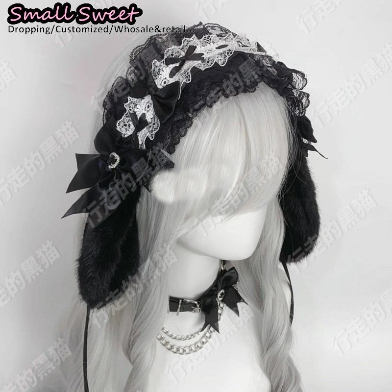 Goth Bunny Ear Bow Hair Bands  - Leatherwork Rings recension och pris