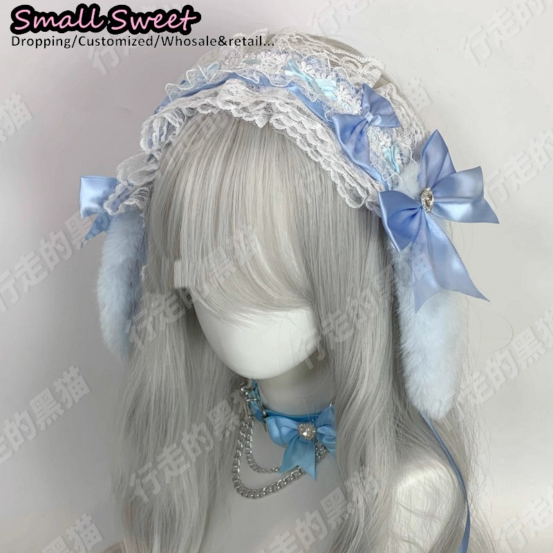 Goth Bunny Ear Bow Hair Bands  - Leatherwork Rings recension och pris