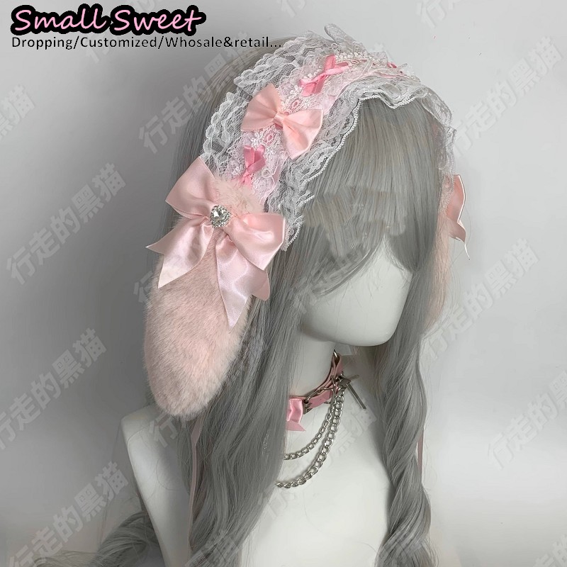 Goth Bunny Ear Bow Hair Bands  - Leatherwork Rings recension och pris