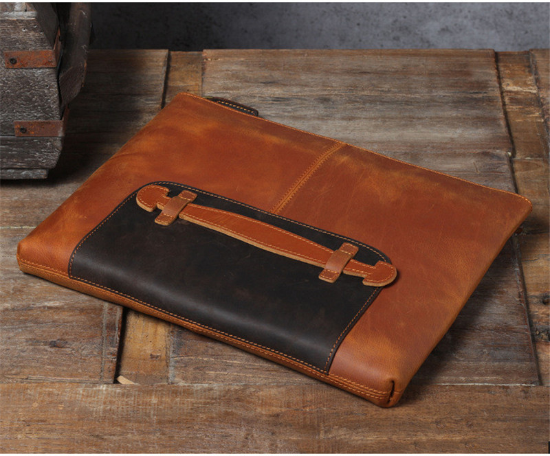 Vintage handmade genuine leath - Leather Work Bag Laptop recension och pris