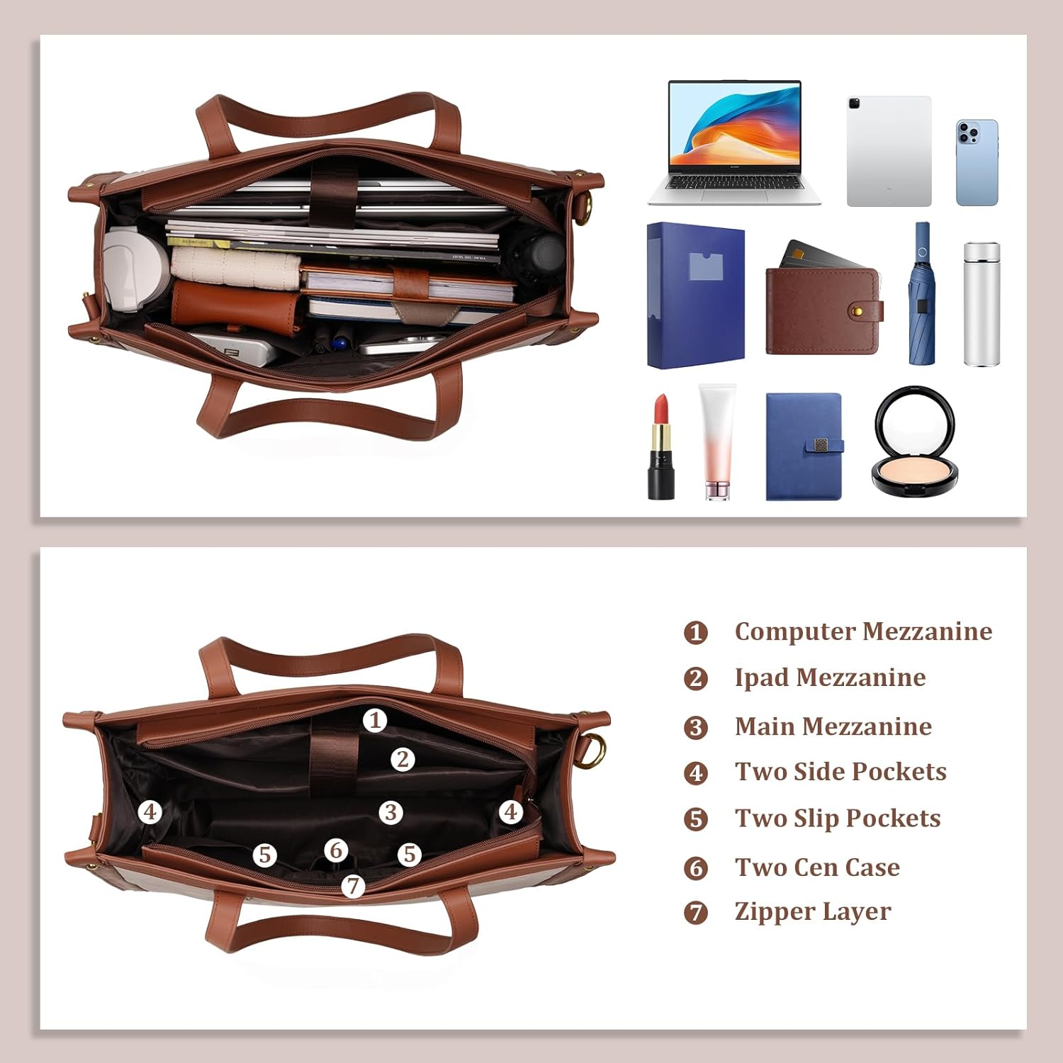 Waterproof Laptop Bag for Wome - Leather Work Bag Laptop recension och pris