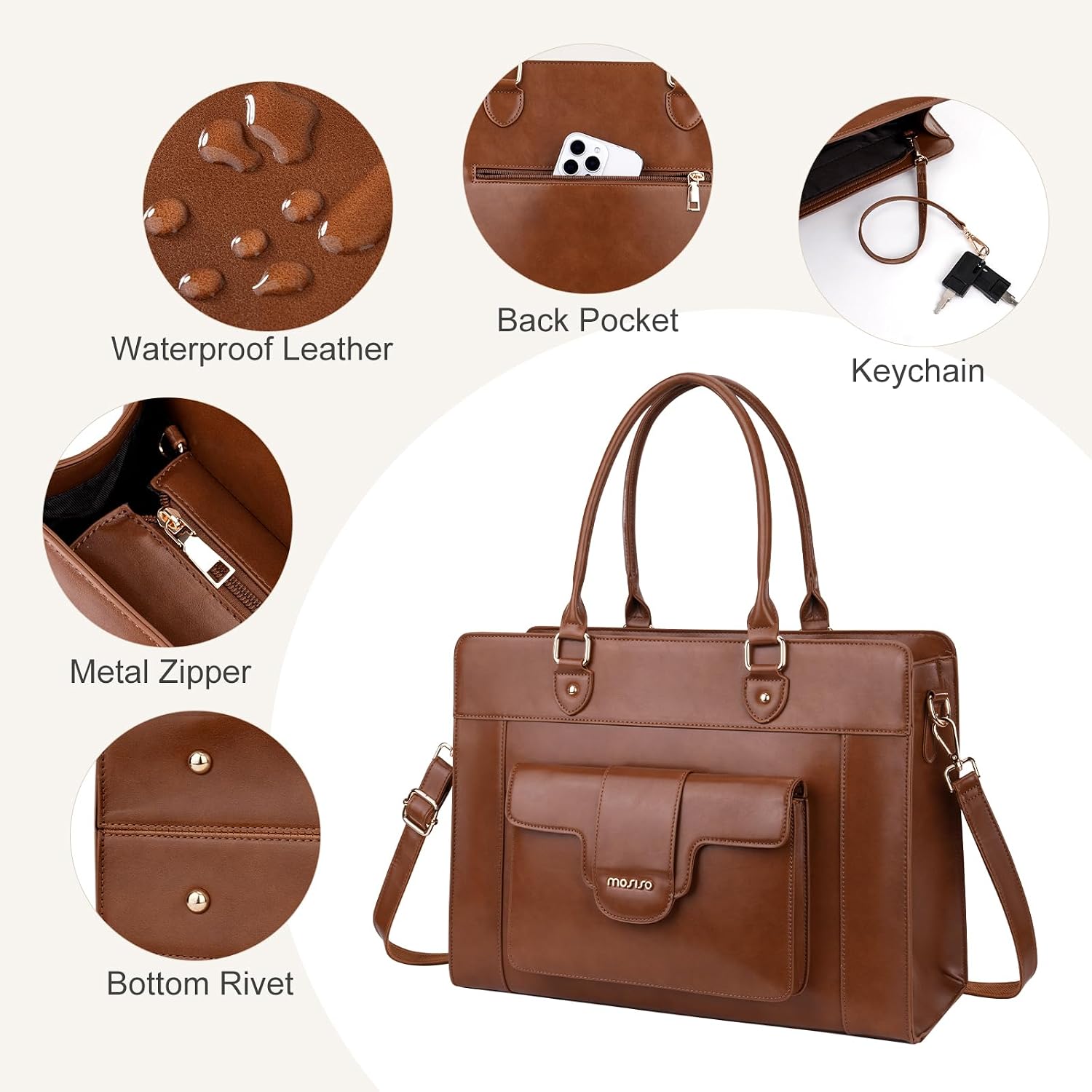 MOSISO Laptop Tote Bag for Wom - Leather Work Bag Laptop recension och pris