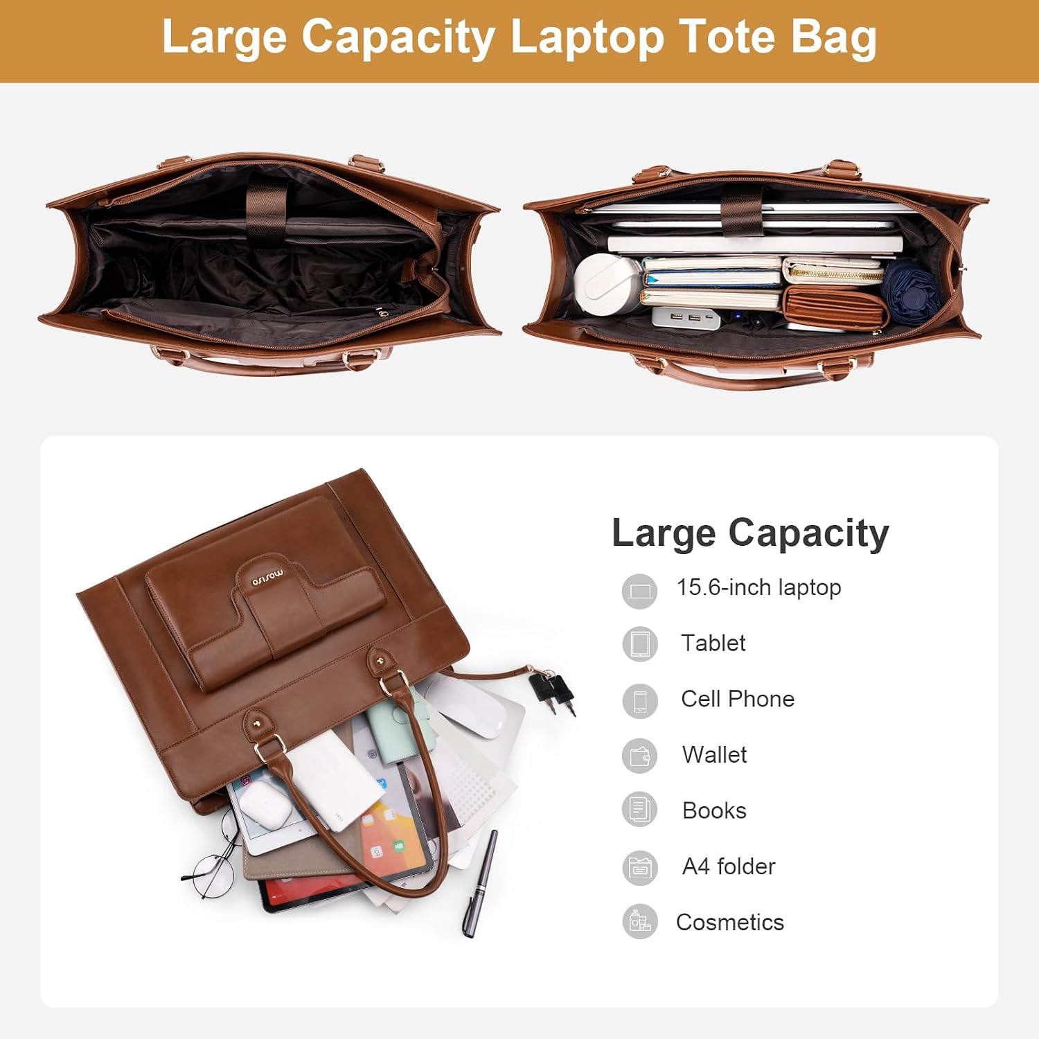 MOSISO Laptop Tote Bag for Wom - Leather Work Bag Laptop recension och pris