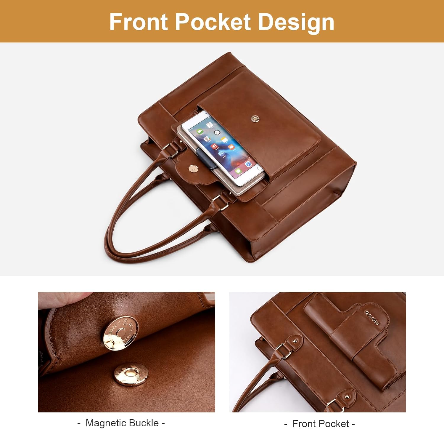 MOSISO Laptop Tote Bag for Wom - Leather Work Bag Laptop recension och pris