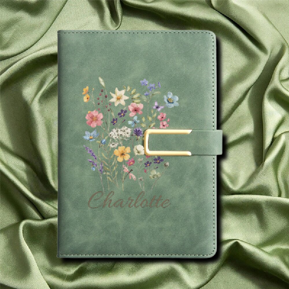 A5 Floral Monogram Custom Name - Leatherwork Journal recension och pris