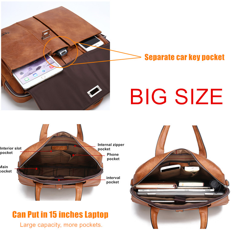 Jeep Buluo Men's Leather Brief - Leather Work Bag Laptop recension och pris